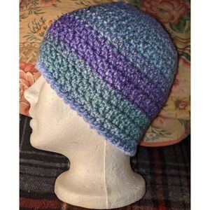 Crochet Beanie Variegated Purples Size Small